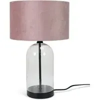 Jessy Glass Table Lamp with Velvet Shade - Pink, Glass