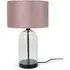 Jessy Glass Table Lamp with Velvet Shade - Pink, Glass
