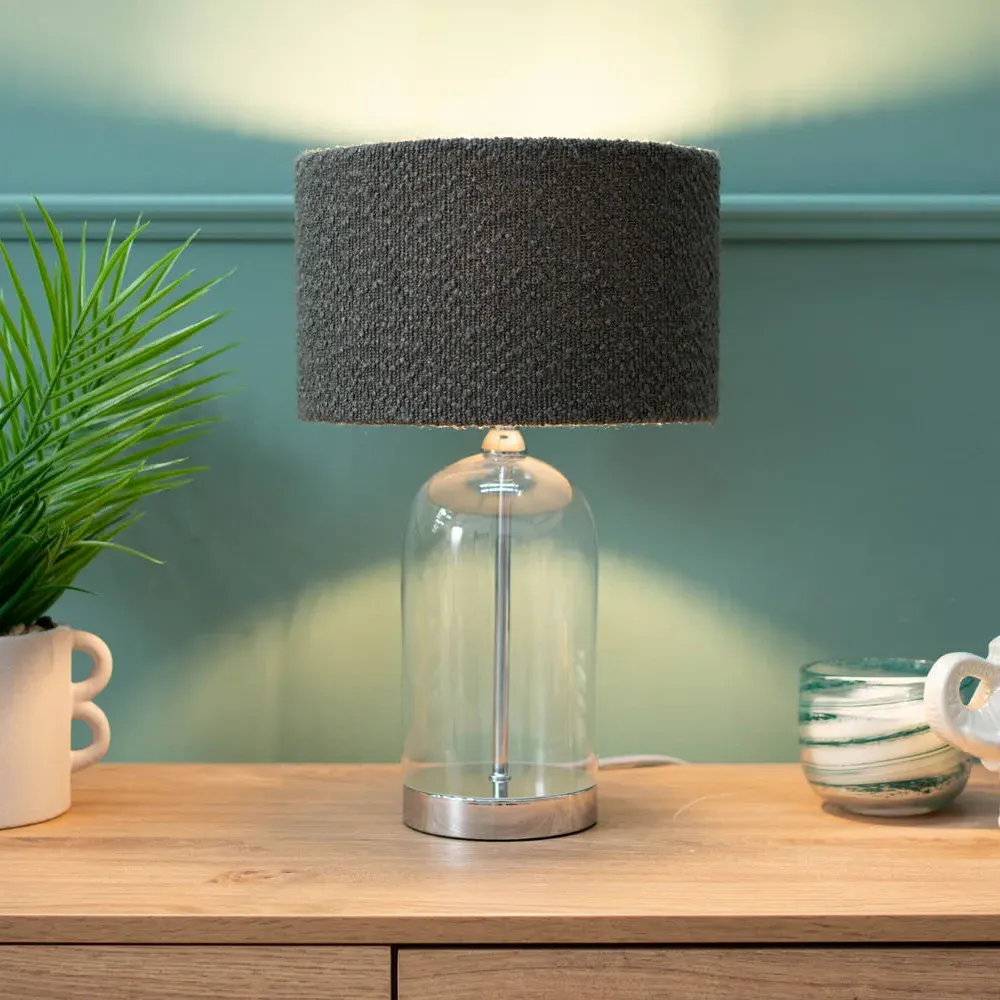 Jessy LED Table Lamp - Grey, Glass
