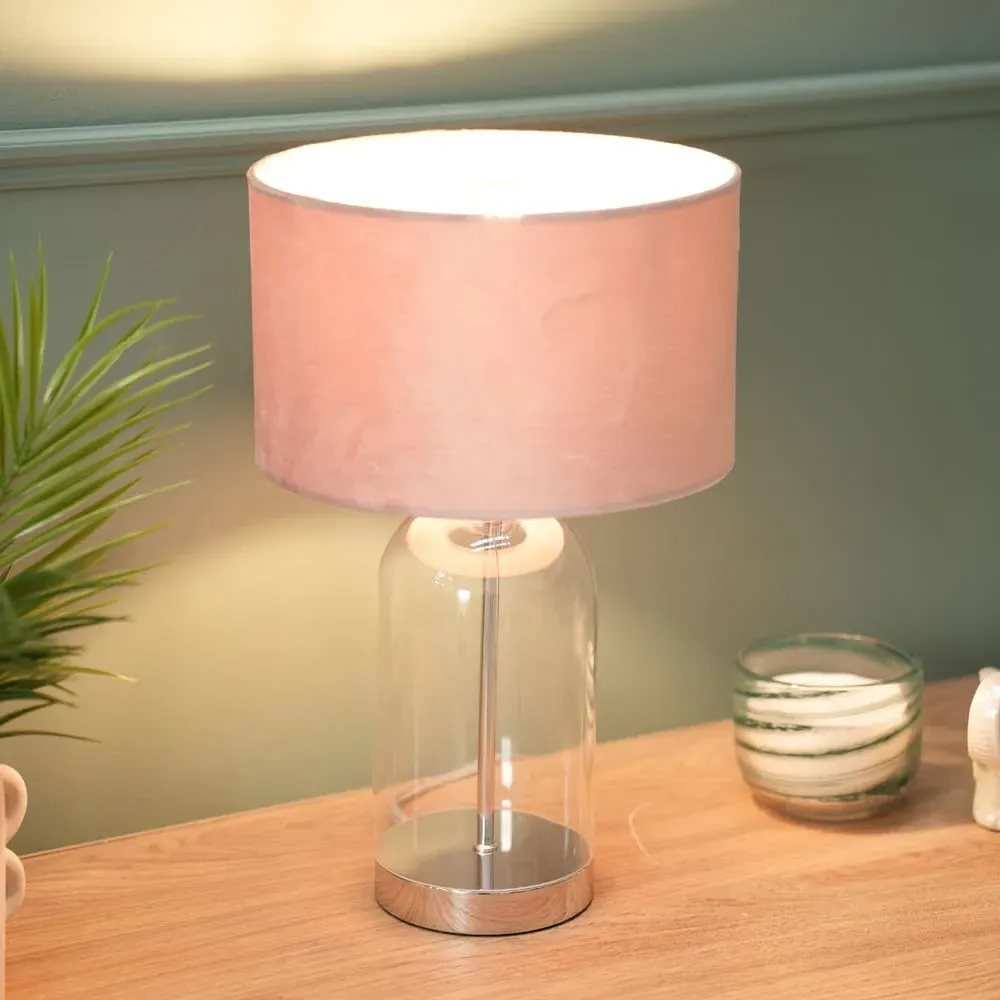 Jessy LED Table Lamp - Pink, Glass