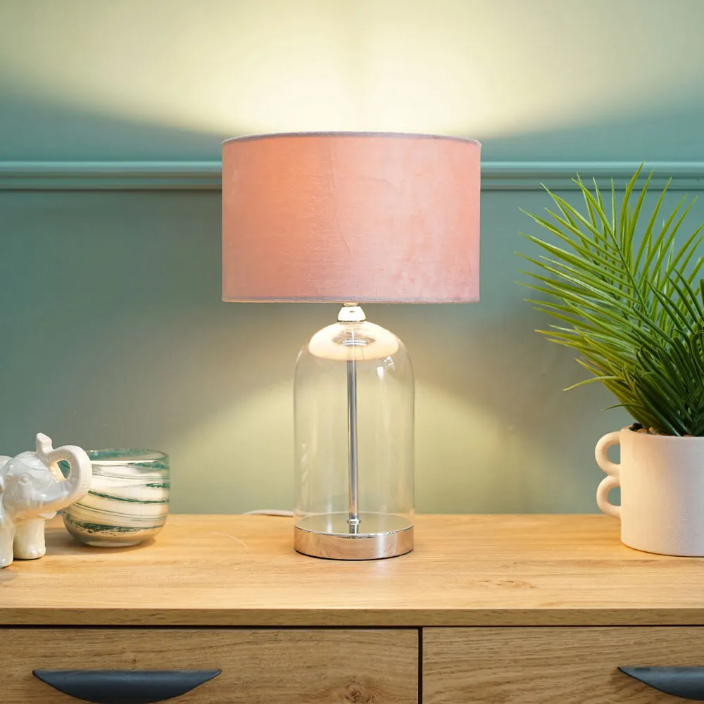 Jessy LED Table Lamp - Pink, Glass