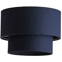 Jodie 2 Tier Ceiling Drum Lamp Shade - Blue, Linen
