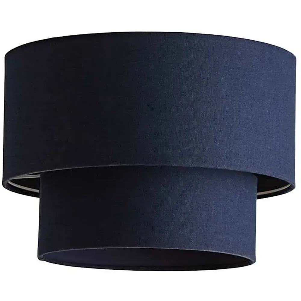 Jodie 2 Tier Ceiling Drum Lamp Shade - Blue, Linen