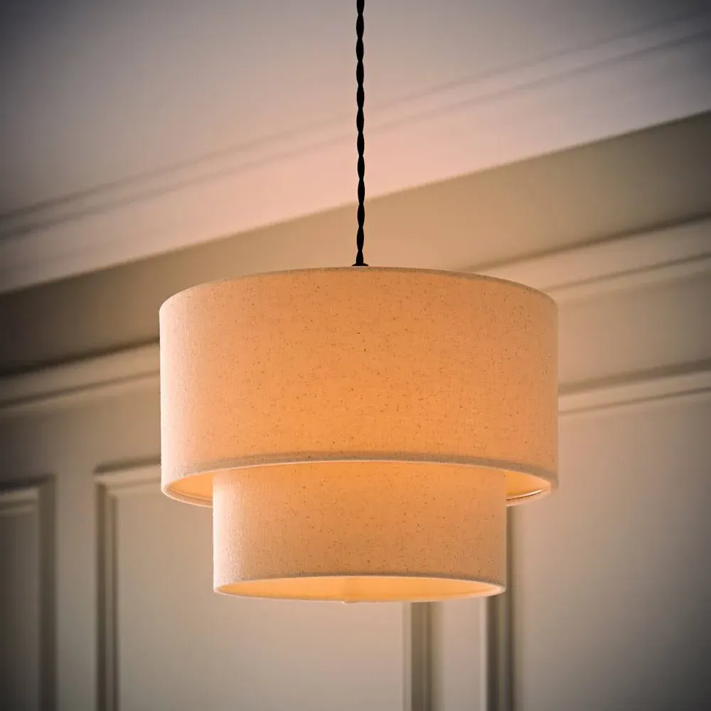 Jodie 2 Tier Ceiling Drum Lamp Shade - Cream, Linen