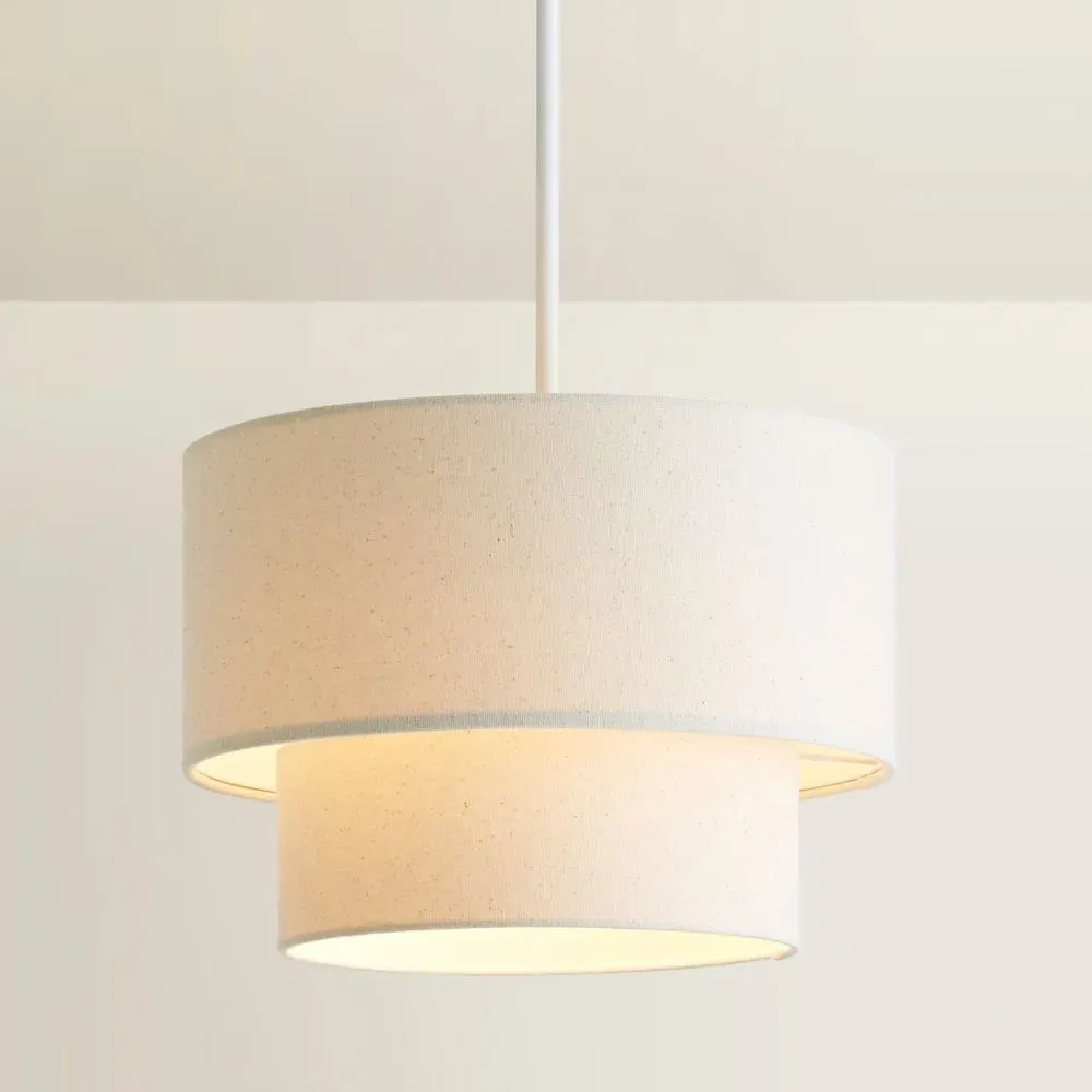 Jodie 2 Tier Ceiling Drum Lamp Shade - Cream, Linen