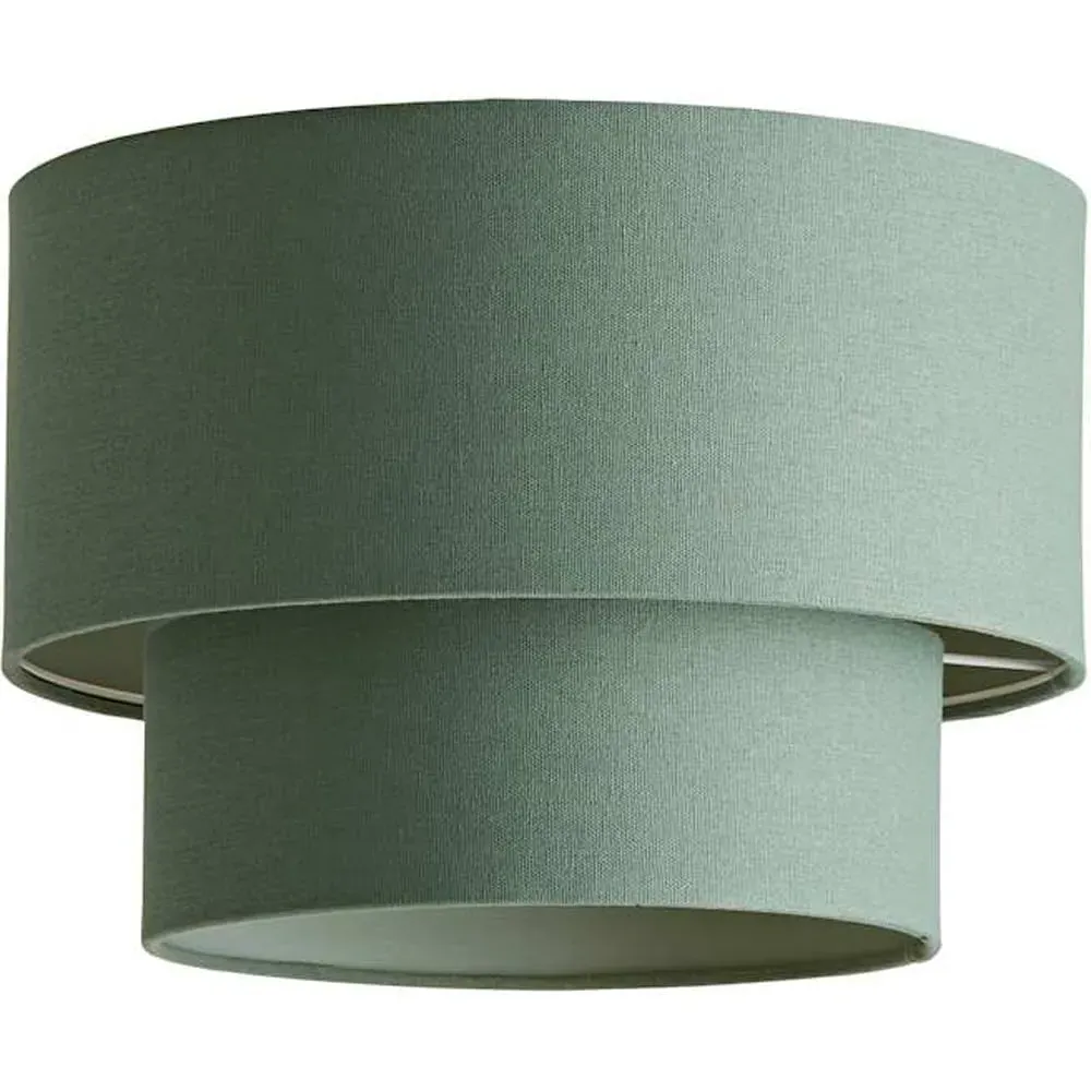 Jodie 2 Tier Ceiling Drum Lamp Shade - Green, Linen