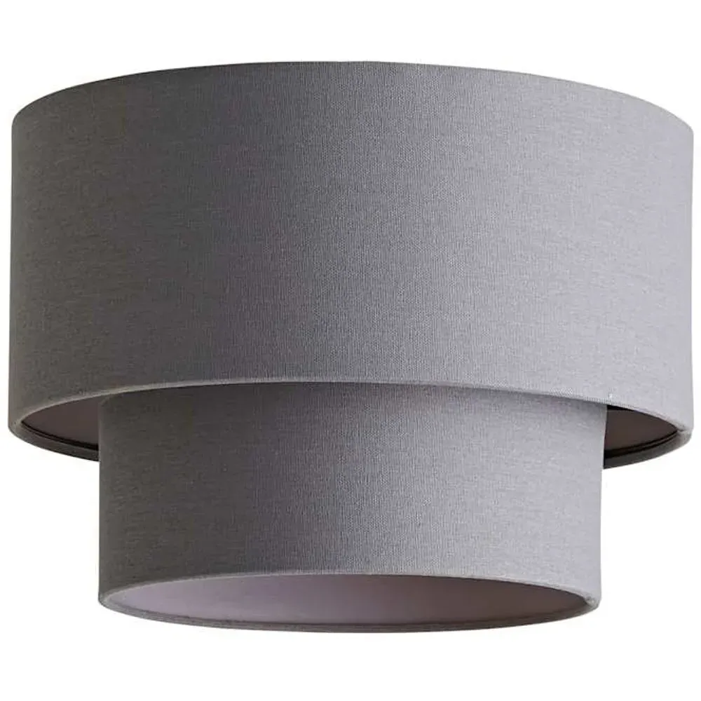 Jodie 2 Tier Ceiling Drum Lamp Shade - Grey, Linen