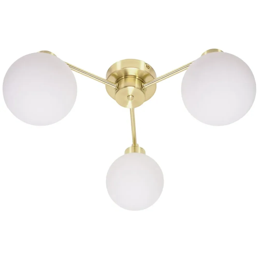 Jonah 3 Arm Globe Flush LED Ceiling Light - Brushed Gold image
