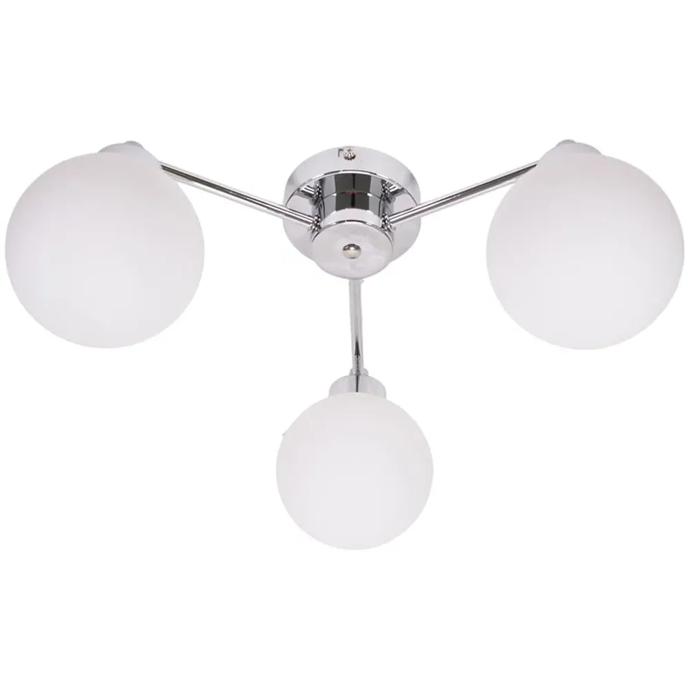 Jonah 3 Arm Globe Flush LED Ceiling Light - Brushed Silver