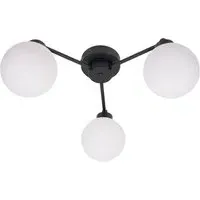 Jonah 3 Arm Globe Flush LED Ceiling Light - Matt Black