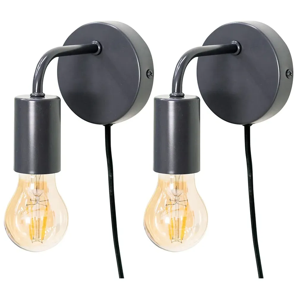 Jordy Plug-in LED Wall Light 2 Pack - Grey