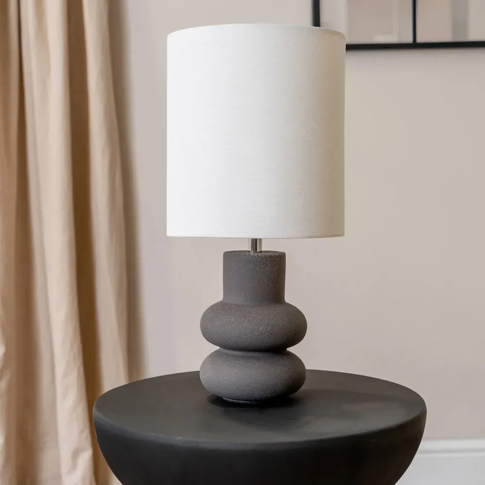 Jude Tall Drum Shade LED Table Lamp - Black, Ceramic