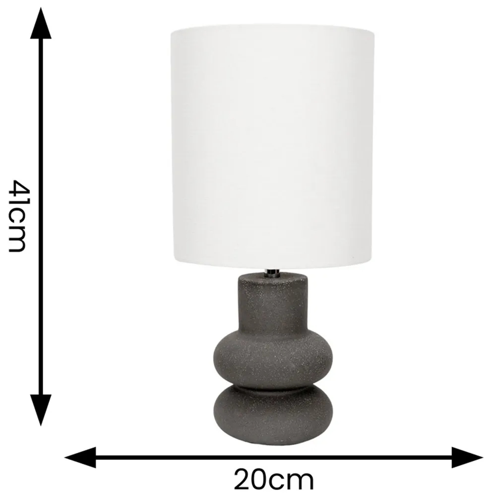 Jude Tall Drum Shade LED Table Lamp - Black, Ceramic