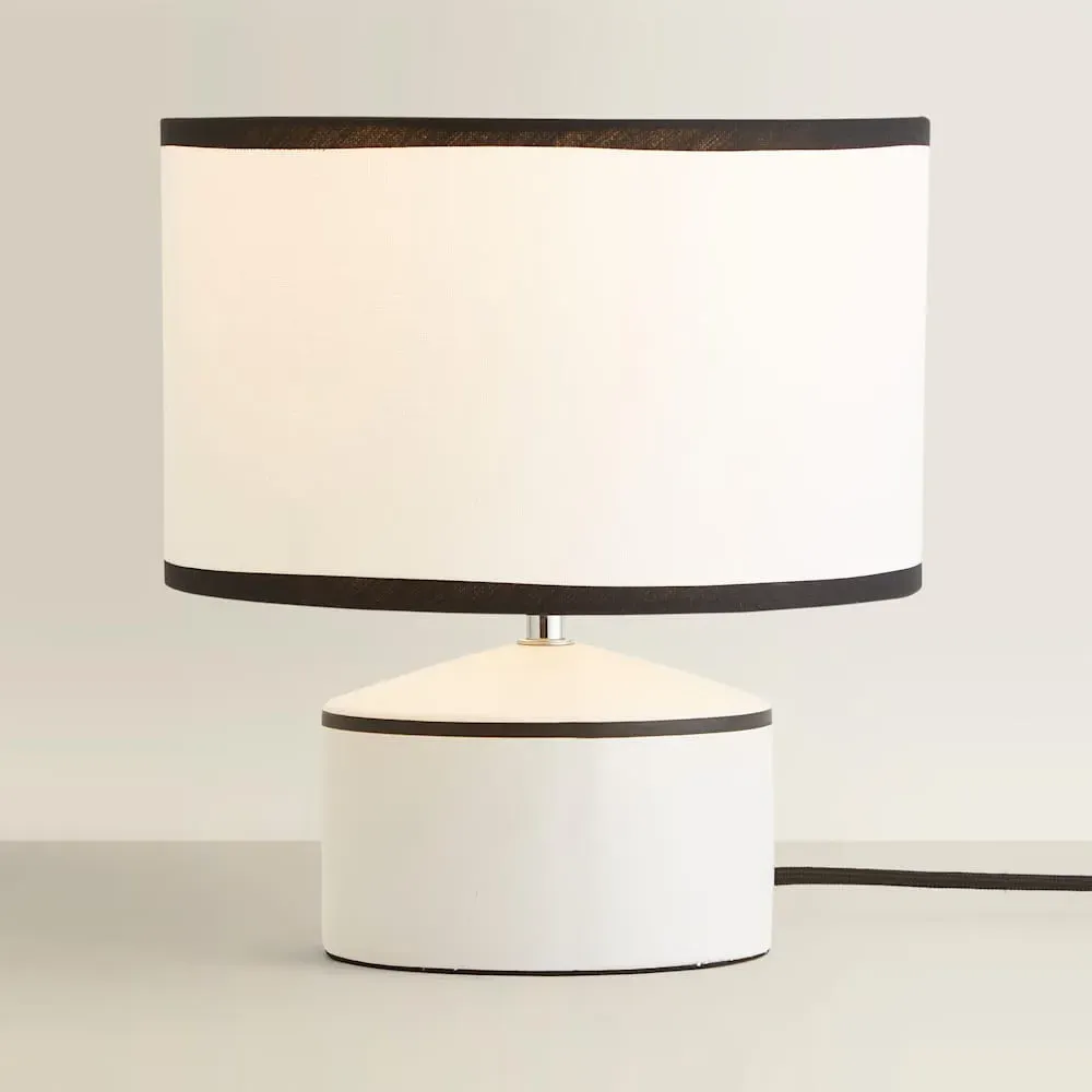 Julia Ceramic Table Lamp with Linen Shade - White