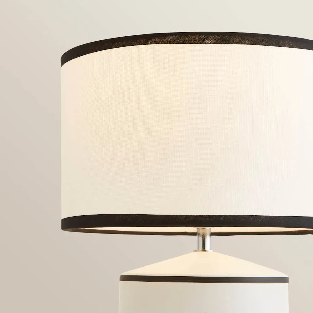 Julia Ceramic Table Lamp with Linen Shade - White