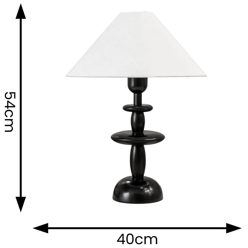 Justin Tapered Shade Table Lamp with Stacked Base - Black, Linen