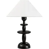 Justin Tapered Shade Table Lamp with Stacked Base - Black, Linen
