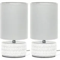 Kaia Ceramic LED Table Lamp 2 Pack - Grey
