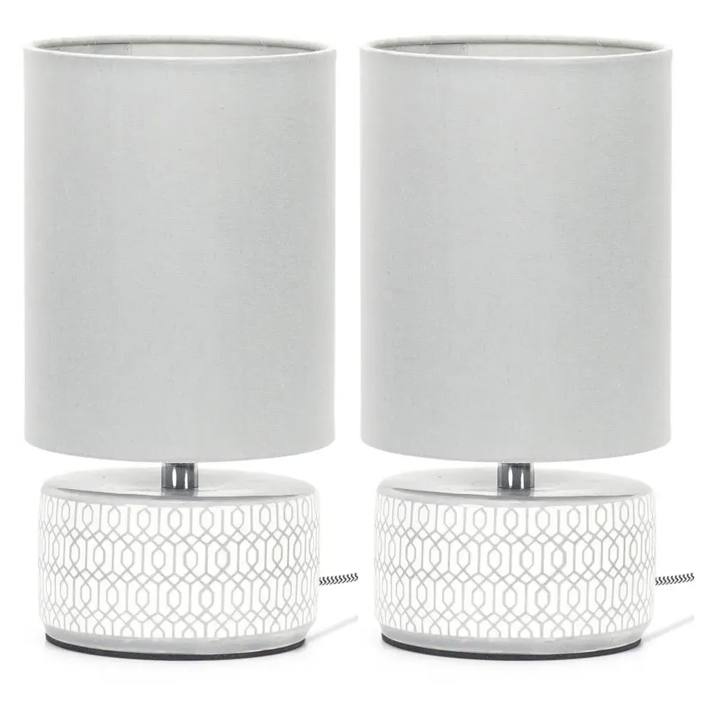 Kaia Ceramic LED Table Lamp 2 Pack - Grey