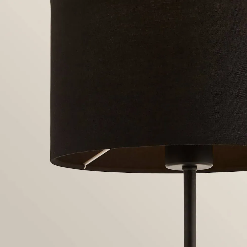 Kaiden Dome Table Lamp with Drum Shade - Black