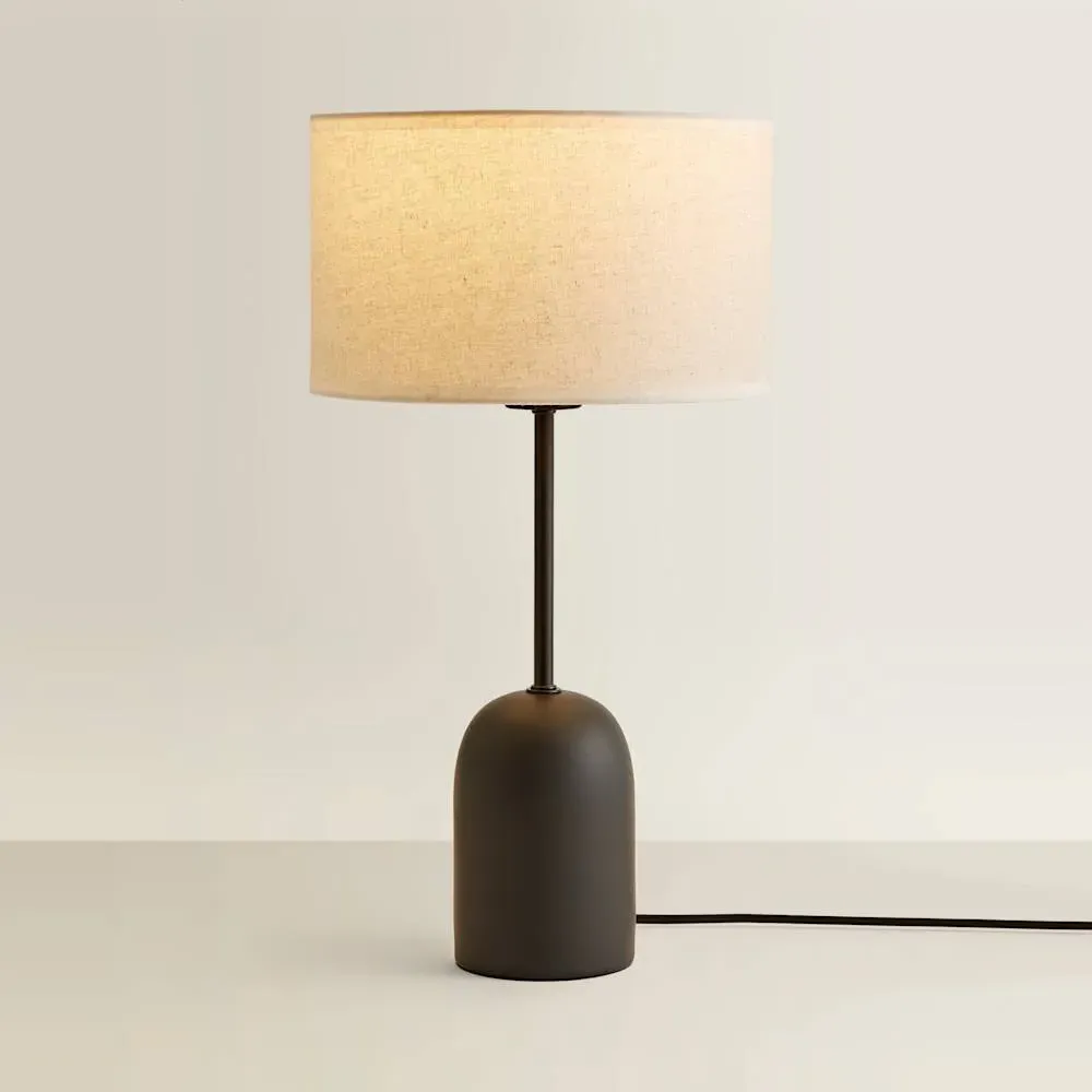 Kaiden Dome Table Lamp with Linen Shade - Black