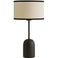 Kaiden Dome Table Lamp with Linen Shade - Black