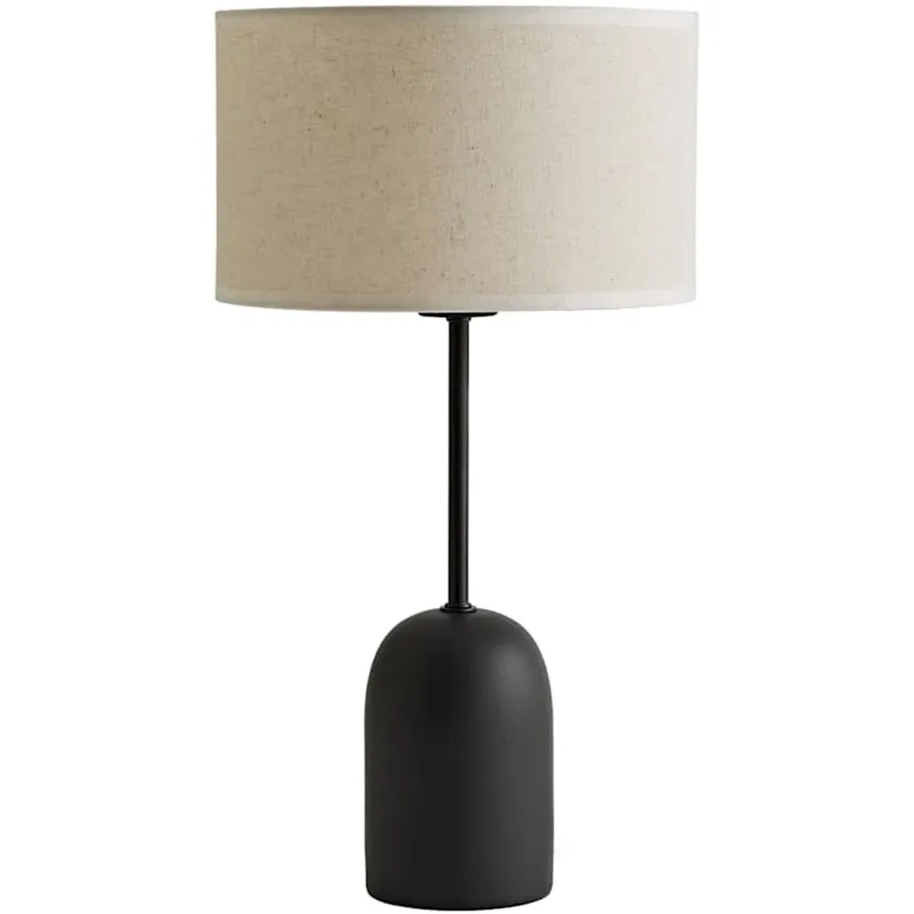 Kaiden Dome Table Lamp with Linen Shade - Black