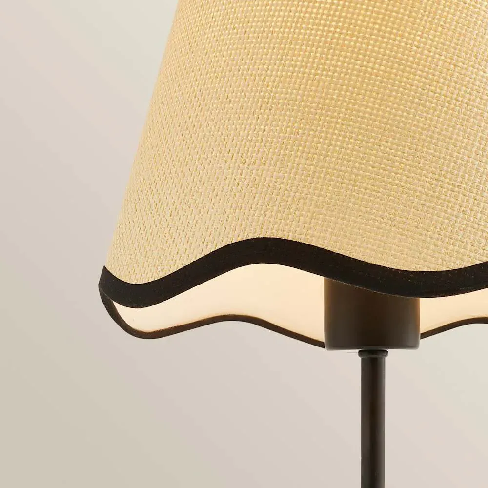 Kaiden Dome Table Lamp with Scallop Trim Shade - Black