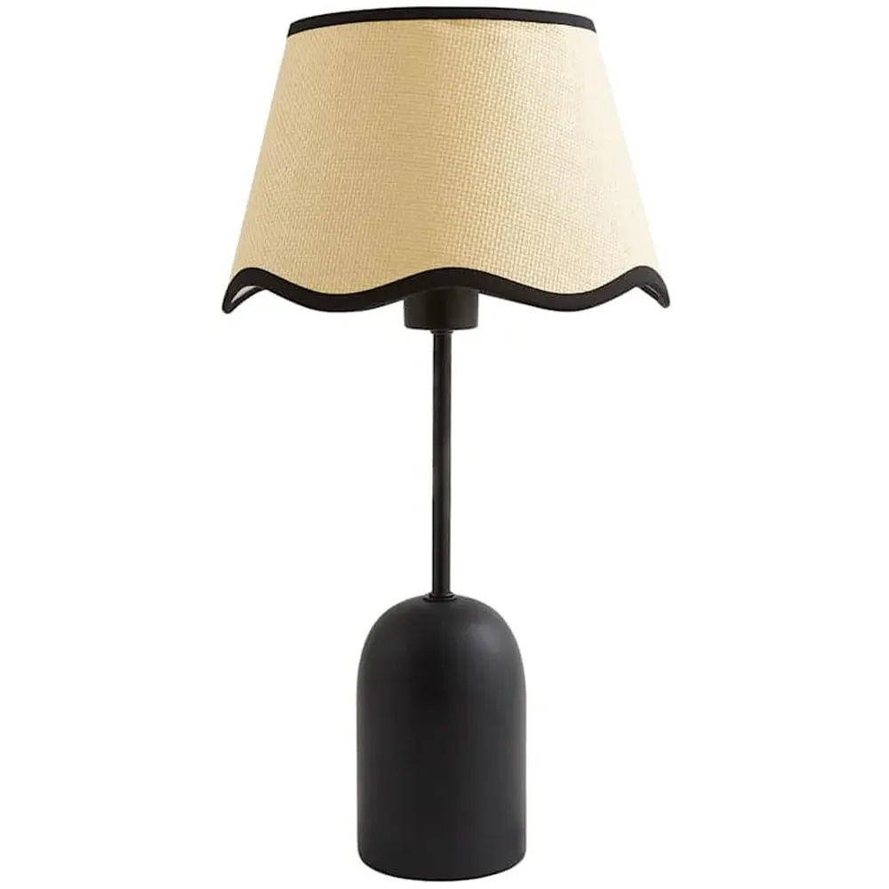 Kaiden Dome Table Lamp with Scallop Trim Shade - Black