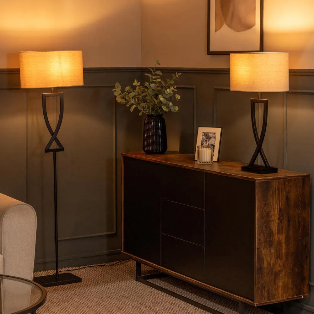 Katniss Crossover LED Floor Lamp - Black, Metal