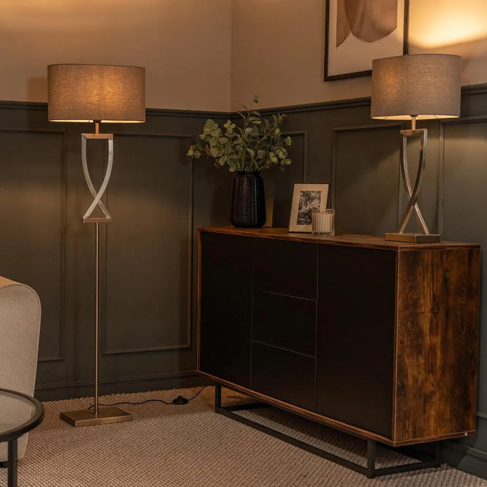 Katniss Crossover LED Floor Lamp - Silver, Metal