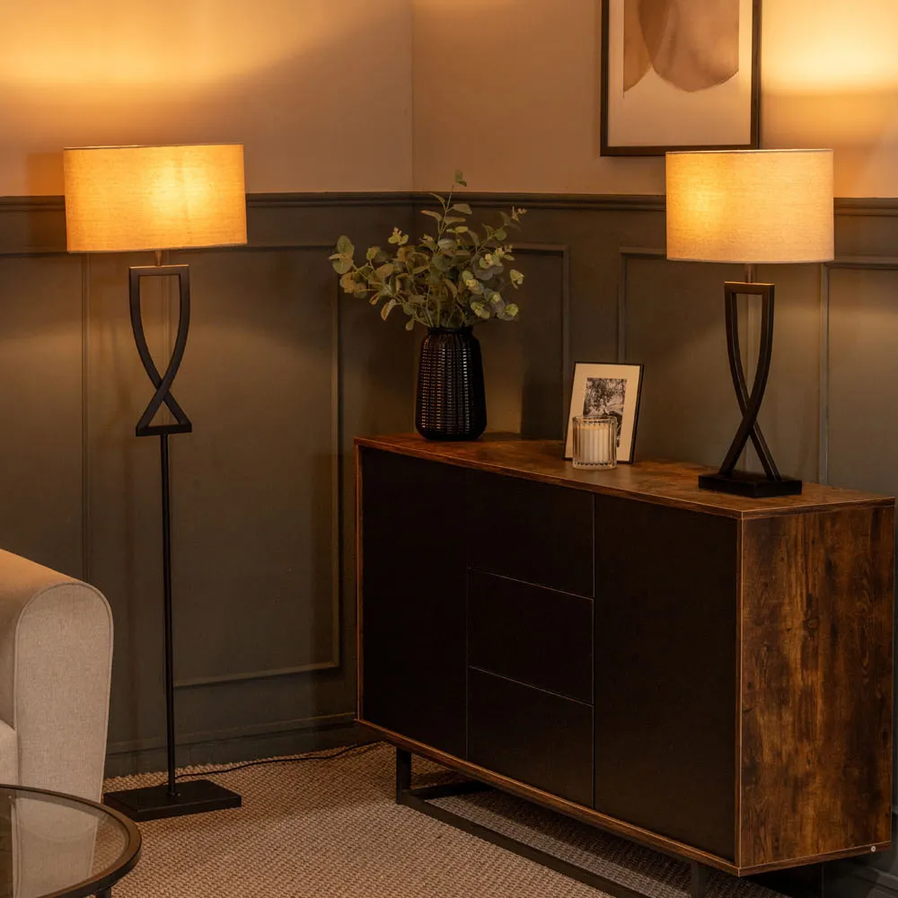 Katniss Crossover LED Table Lamp - Black, Metal