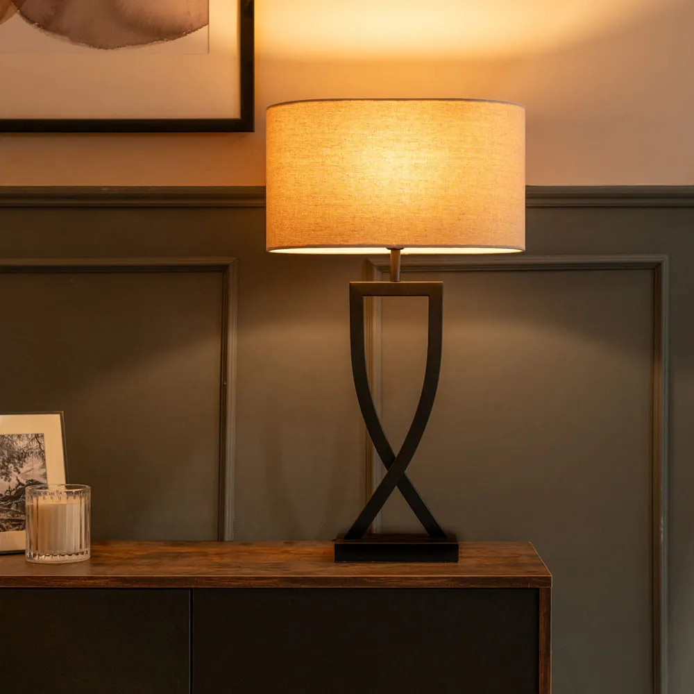 Katniss Crossover LED Table Lamp - Black, Metal