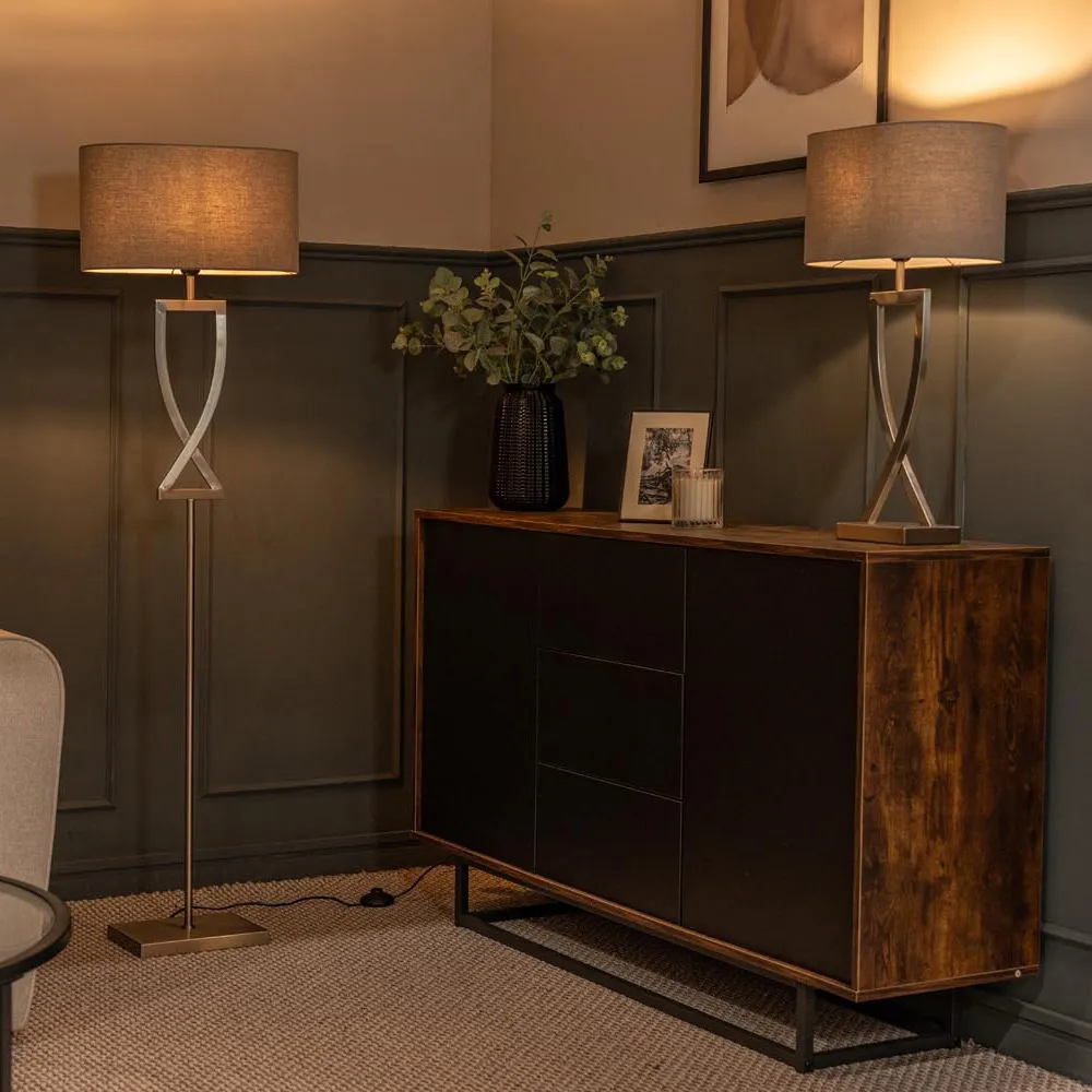 Katniss Crossover LED Table Lamp - Silver, Metal