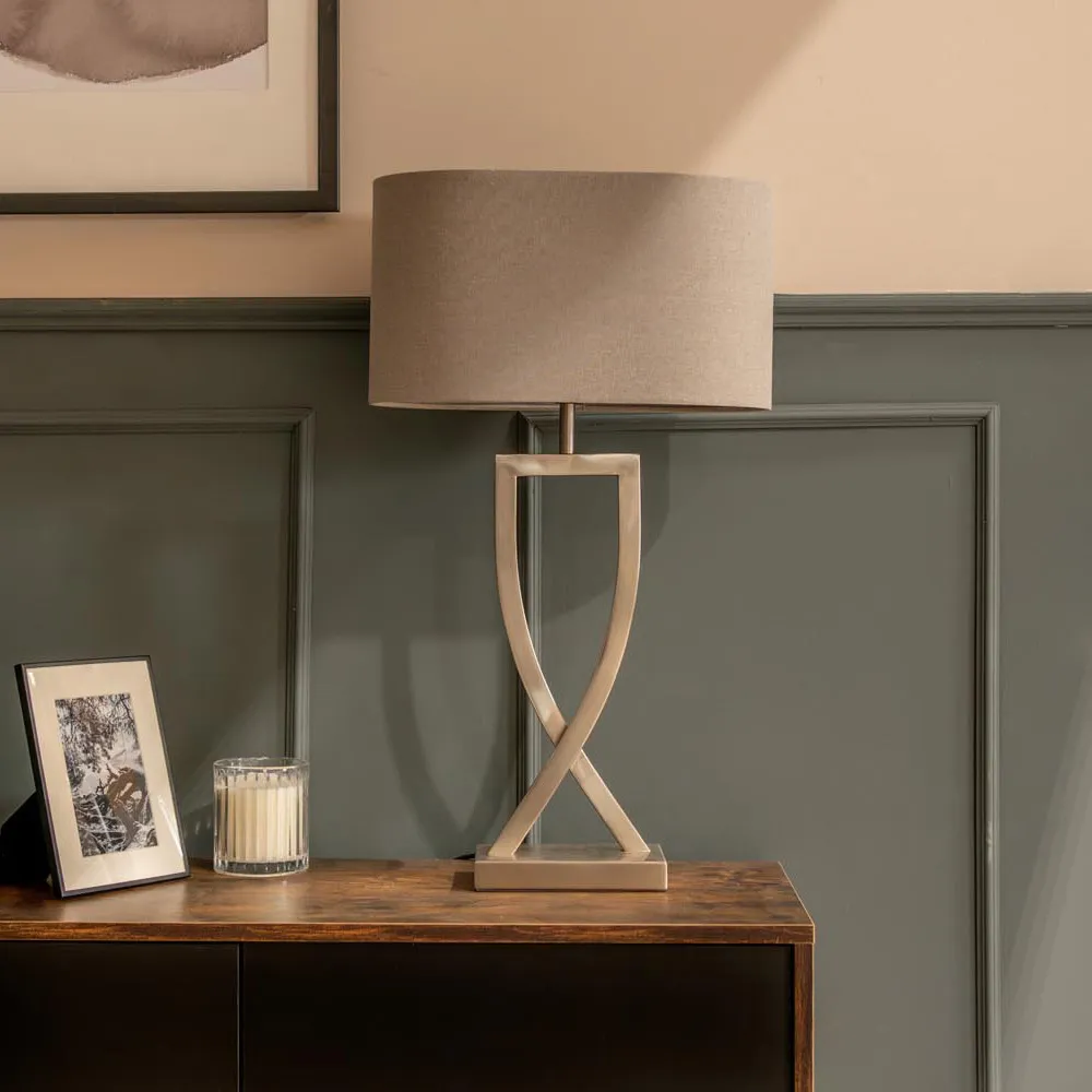 Katniss Crossover LED Table Lamp - Silver, Metal