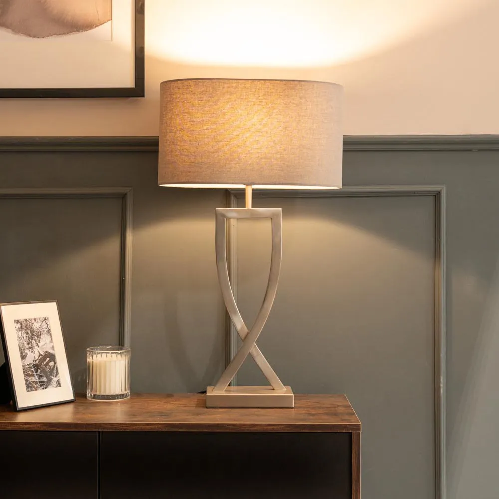 Katniss Crossover LED Table Lamp - Silver, Metal