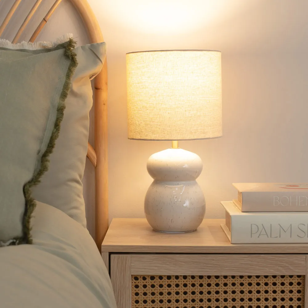 Kendal Drum Shade LED Table Lamp - Beige, Ceramic