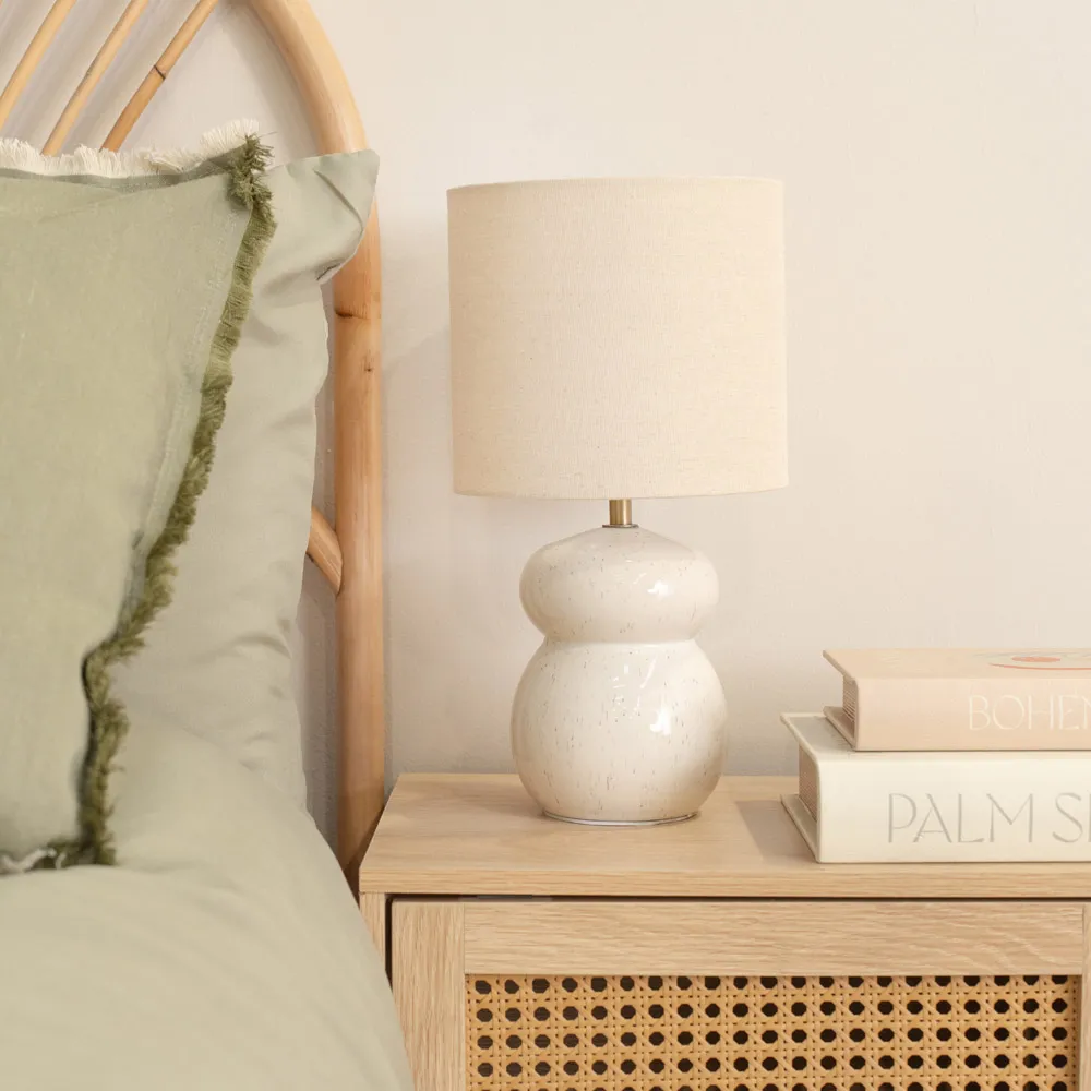 Kendal Drum Shade LED Table Lamp - Beige, Ceramic