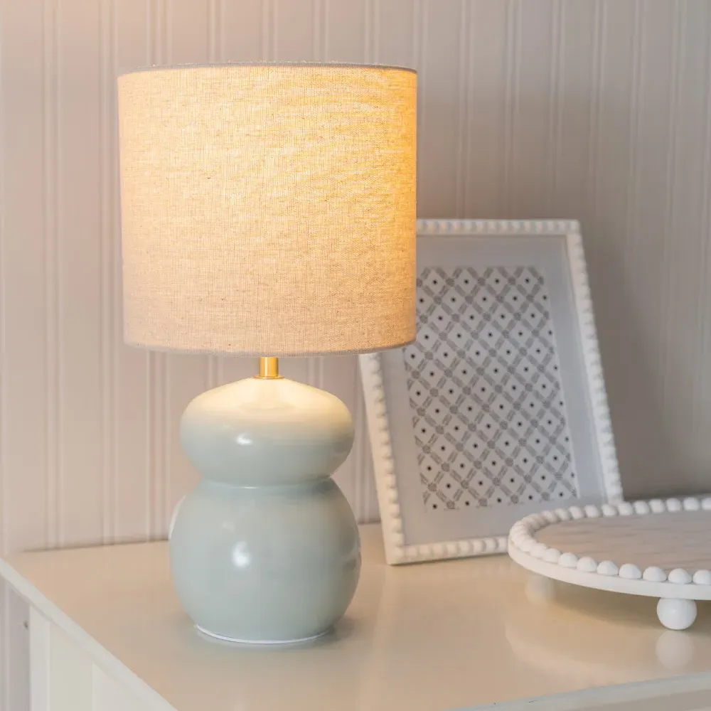 Kendal Drum Shade LED Table Lamp - Blue, Ceramic