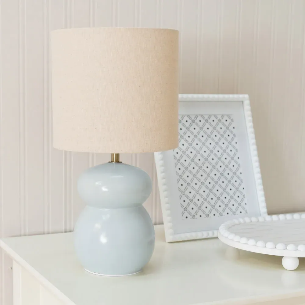 Kendal Drum Shade LED Table Lamp - Blue, Ceramic