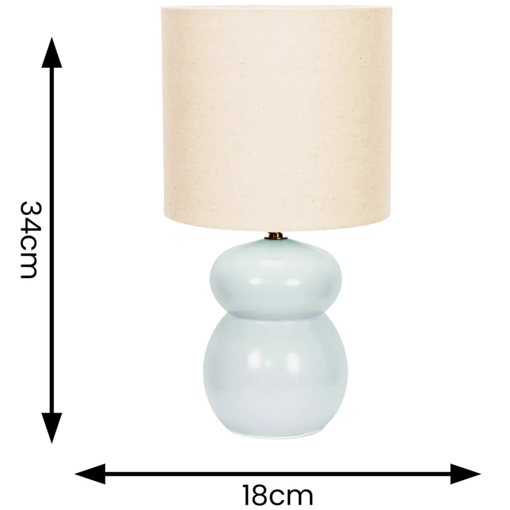 Kendal Drum Shade LED Table Lamp - Blue, Ceramic