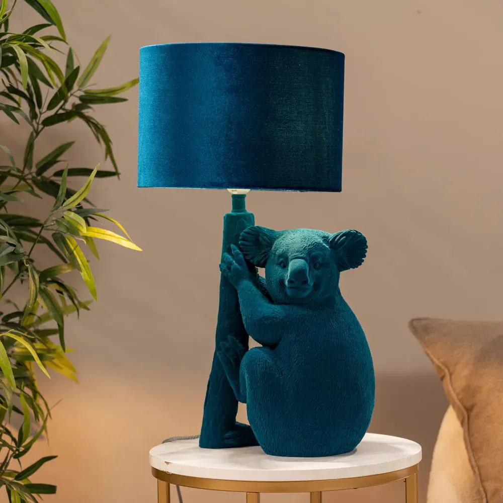 Kevin Koala LED Table Lamp - Teal, Velvet