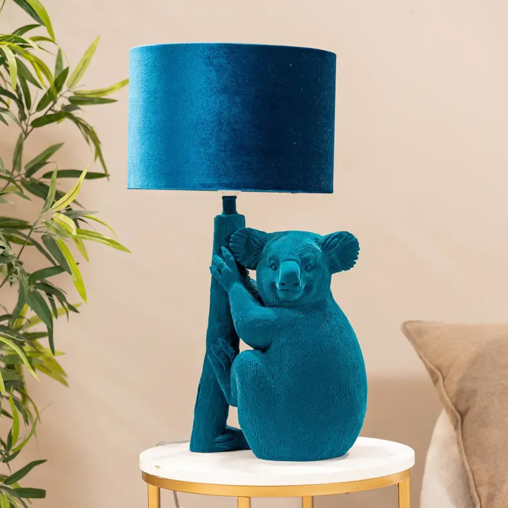Kevin Koala LED Table Lamp - Teal, Velvet
