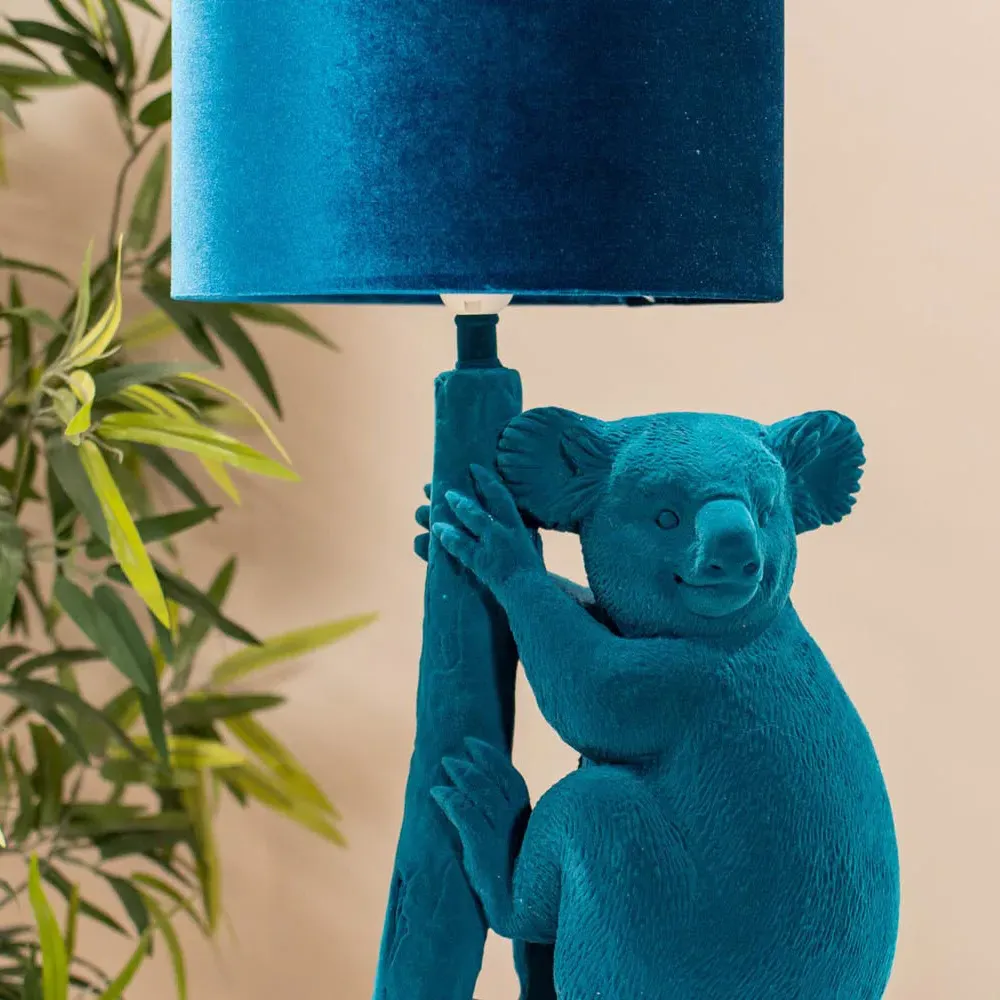 Kevin Koala LED Table Lamp - Teal, Velvet