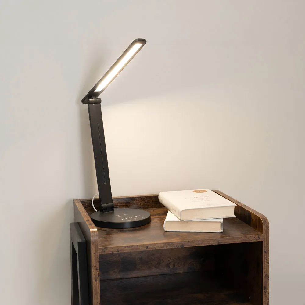 Kiko Dimmable LED Table Lamp with Wireless Charging - Black