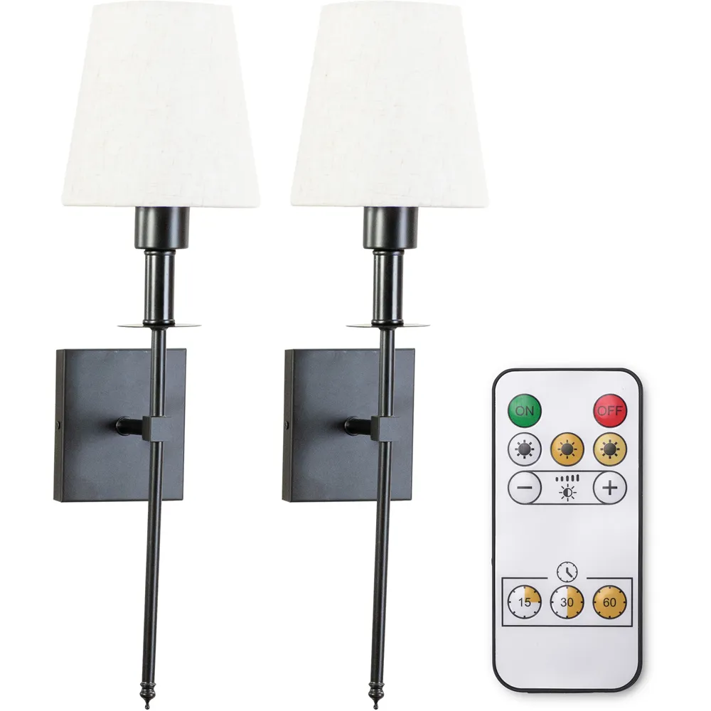 Kincaid Rechargeable LED Wall Light 2 Pack - Black