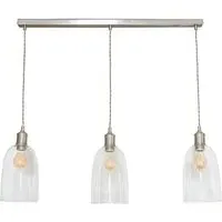 Kira 3 Drop Bar Ceiling Pendant Light - Brushed Chrome, Glass