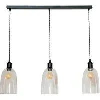 Kira 3 Drop Bar Ceiling Pendant Light - Matte Black, Glass