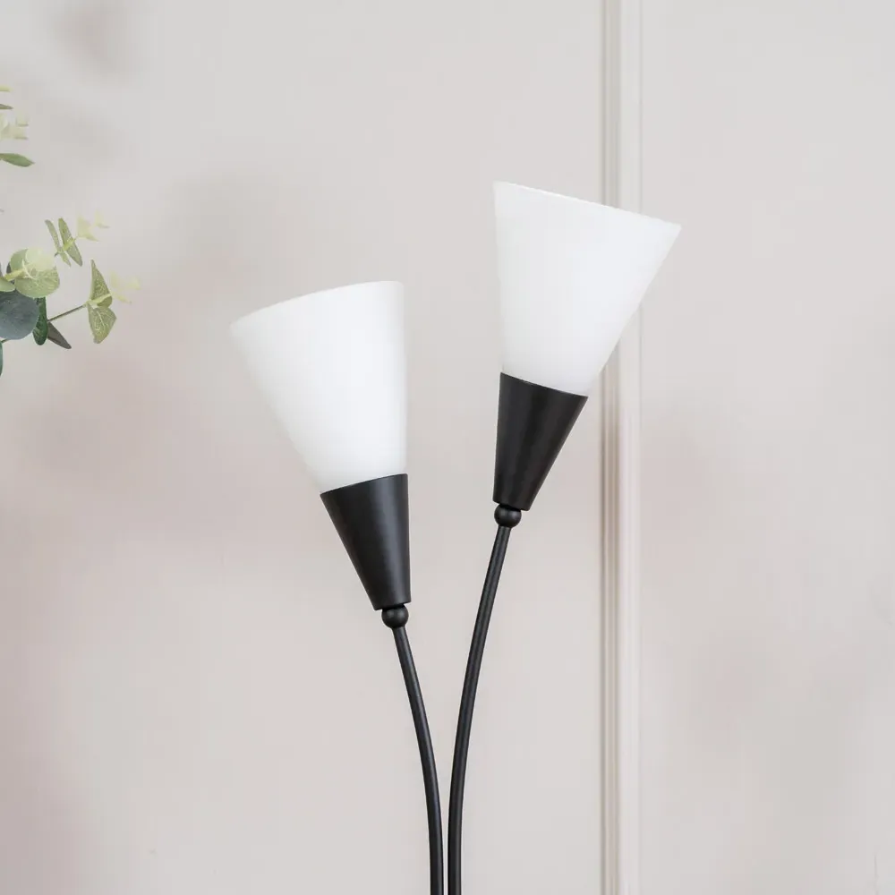 Kristina 2 Way Uplighter LED Table Lamp - Black, Frosted White