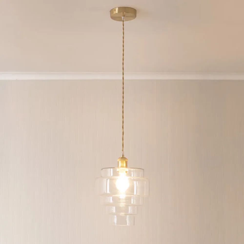 Lane 5 Tier Ceiling Pendant Lamp Shade - Clear Glass, Gold